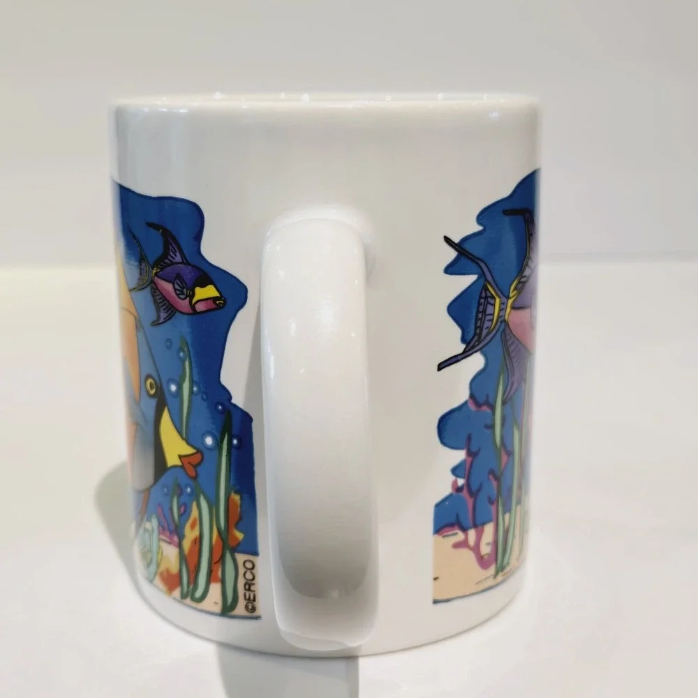 Florida Vintage Ceramic Colorful Tropical Beach Reef Fish Coffee Mug Cup ERCO